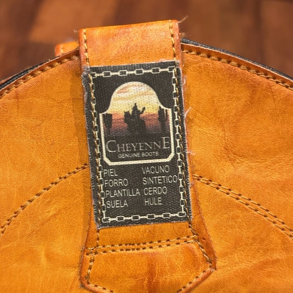 Cheyenne Leather Cowboy Brown Boots Men’s Size 9 Mexican Size 27 Light Brown - Picture 4 of 7